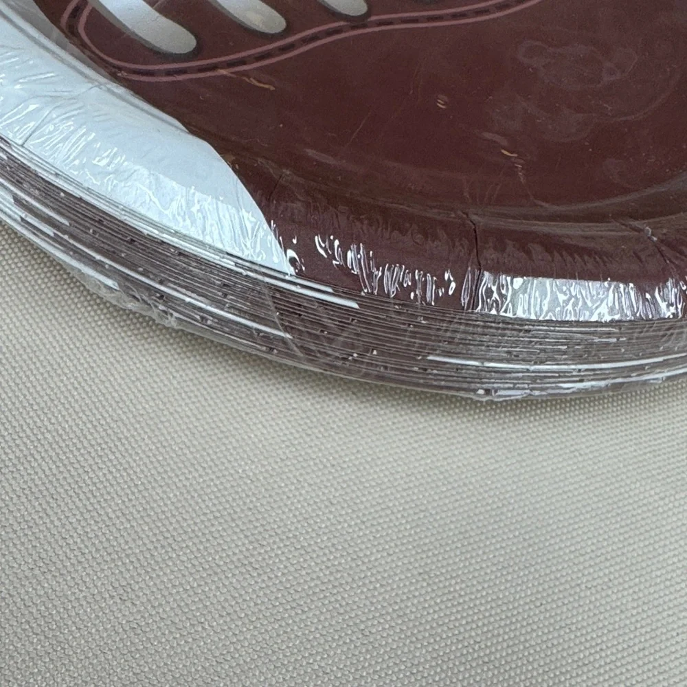 Football-Themed Party Paper Plates - Brown